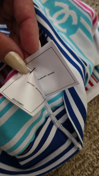 Chanel White multicolor Interlocking CC 2019 Striped Top S sz FR36