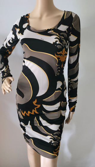 Emilio Pucci Brown Multicolor Signature Printed Mini Dress