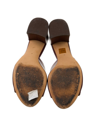 Dolce & Gabbana Brown leather Gold-tone DG Logo charm sandals 41 sz