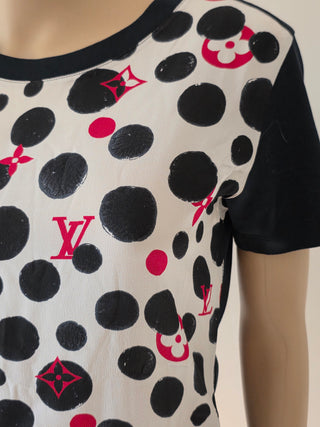 Louis Vuitton Black multicolor 2017 Polka Dot LV Print T-Shirt XS sz