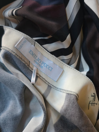 Emilio Pucci Brown White Printed Midi Length Dress US 8