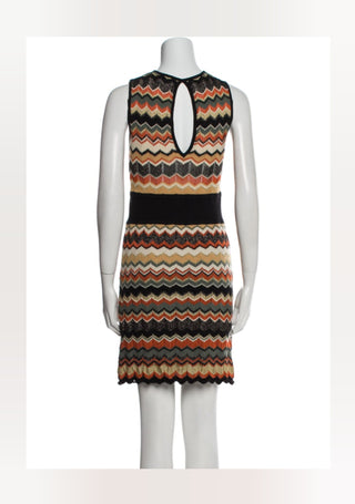 M Missoni Brown Multicolor Striped Merino Wool Mini Dress 10 sz