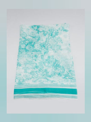 Christian Dior Aquamarina Cotton Toile De Jouy Sauvage Pareo Scarf