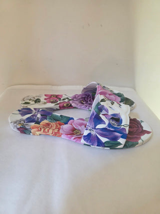 Dolce & Gabbana Multicolor Rubber DG logo Floral Print Slides 39 sz