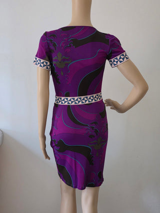 Emilio Pucci Purple Multicolor Signature Print Summer Dress 4 sz