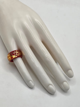 Louis Vuitton Red Gold Le Tropical Inclusion LV Charm Ring 4.75 sz