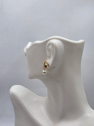 Christian Dior Gold-tone Faux Pearl Petit CD Stud Earrings