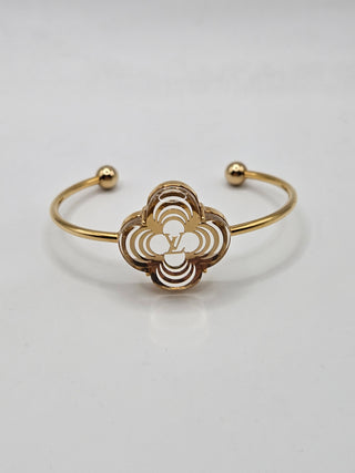 Louis Vuitton Gold-tone A La Folie LV logo Cuff Bracelet