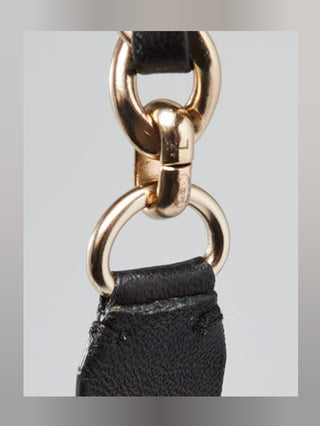 Chanel Black Leather Gold-tone Chain Entwined CC Logo Tie Belt L sz