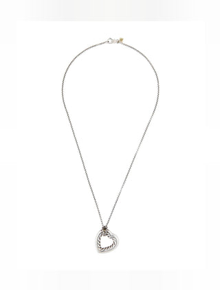 David Yurman Two-Tone Cable Heart Pendant Necklace