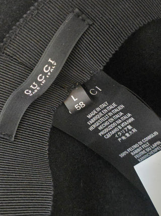 Black Gucci Felt Fedora GG Logo Hat L sz