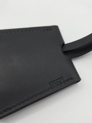 Louis Vuitton Black Leather LV logo bag charm tag