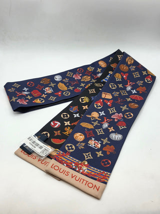 Louis Vuitton Black Navy Blue multicolor LV Monogram Silk Bandeau