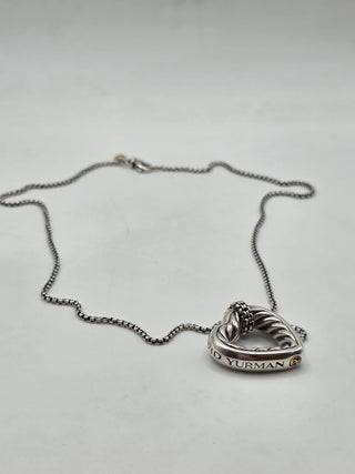 David Yurman Two-Tone Cable Heart Pendant Necklace
