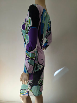 Emilio Pucci Blue Printed Knee-Length Dress S sz