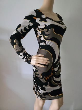 Emilio Pucci Brown Multicolor Signature Printed Mini Dress