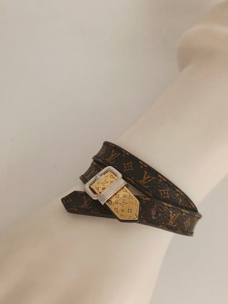 Louis Vuitton Brown 'Fasten Your LV' Monogram Wrap Bracelet