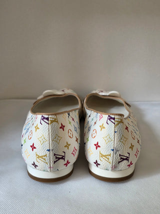 Louis Vuitton White Multicolore LV Monogram Ballet Flats 41 sz