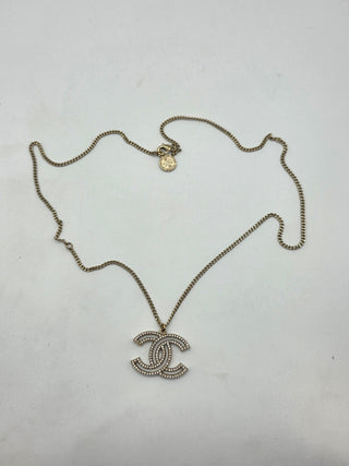 Chanel Gold-tone 100th Anniversary Strass CC Pendant Necklace