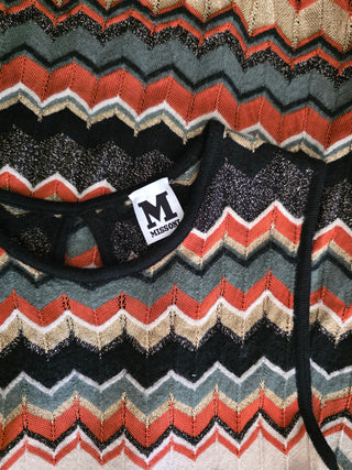 M Missoni Brown Multicolor Striped Merino Wool Mini Dress 10 sz