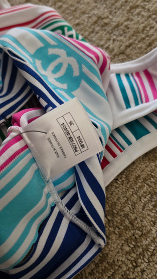 Chanel White multicolor Interlocking CC 2019 Striped Top S sz FR36