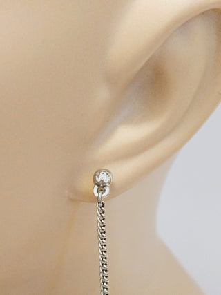 Chanel Silver-tone 2022 Strass Interlocking CC Drop Earrings