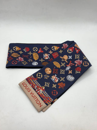 Louis Vuitton Black Navy Blue multicolor LV Monogram Silk Bandeau