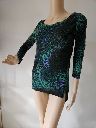 Emilio Pucci Green Animal Print long-sleeved top 6 US sz