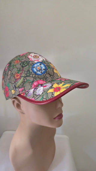 Gucci Beige GG Monogram floral Baseball Cap M sz
