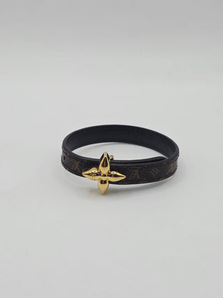 Louis Vuitton Brown LV Monogram Leather Mini Flowergram Bracelet