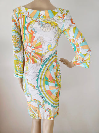 Emilio Pucci Multicolor Printed long-sleeved summer dress 38 sz