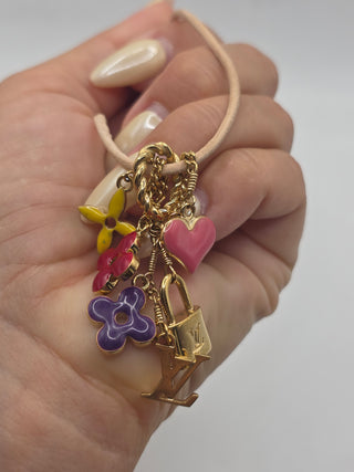 Louis Vuitton Gold-tone Sweet Monogram Enamel LV Charms Pendant Necklace