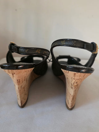 Louis Vuitton Brown LV Monogram Bow Accents Slingback Pumps 39.5 sz