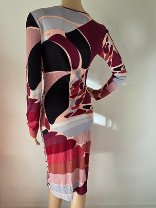 Emilio Pucci Brown Res Printed Midi Length Dress 40 sz