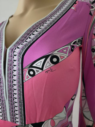 Emilio Pucci Purple Multicolor long-sleeved printed summer dress S sz