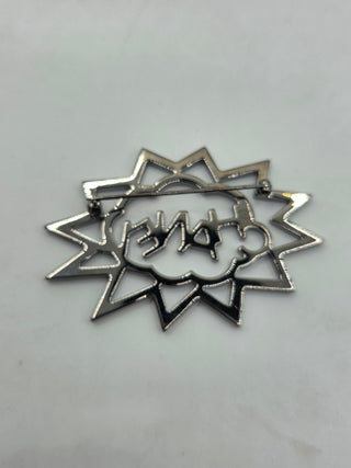 Chanel Silver-tone Strass Logo Burst Brooch