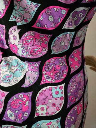 Emilio Pucci Purple Black multicolor printed Silk Mini Dress M sz