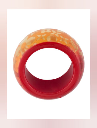 Louis Vuitton Red Gold Le Tropical Inclusion LV Charm Ring 4.75 sz