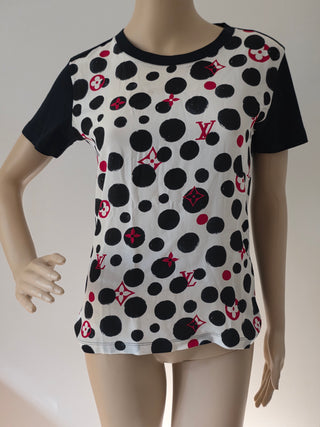 Louis Vuitton Black multicolor 2017 Polka Dot LV Print T-Shirt XS sz