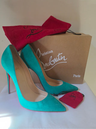Christian Louboutin green suede So Kate Pointed-Toes pumps 41 sz