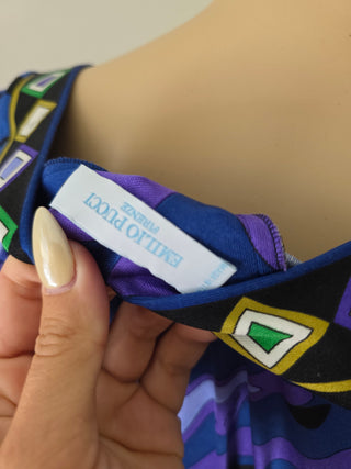 Emilio Pucci Purple Multicolor long-sleeved printed dress 40 sz