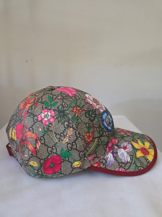 Gucci Beige GG Monogram floral Baseball Cap M sz