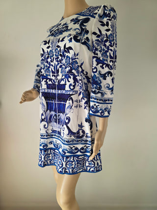 Dolce & Gabbana Blue Multicolor Silk Mini Dress IT38 sz