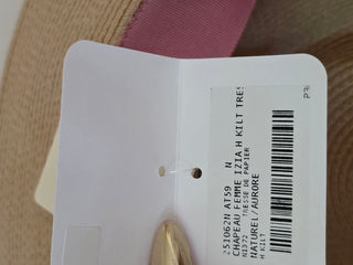 Hermès Beige Woven Straw Izia H Kilt Hat Size 59