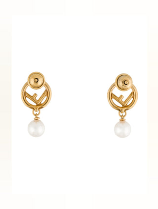 Fendi Gold-tone Faux Pearl F Is Fendi Earrings