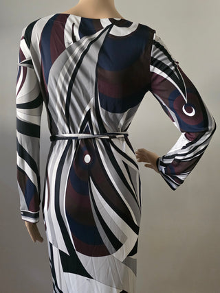 Emilio Pucci Brown White Printed Midi Length Dress US 8