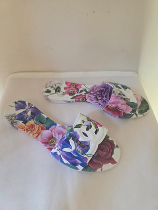 Dolce & Gabbana Multicolor Rubber DG logo Floral Print Slides 39 sz