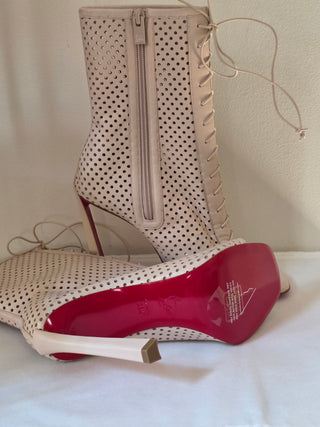 Christian Louboutin Beige perforated leather Gladiator boots 39.5 sz