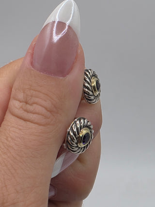 David Yurman Sterling Silver Amethyst Cookie Stud Earrings