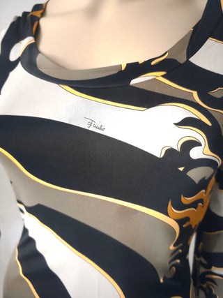 Emilio Pucci Brown Multicolor Signature Printed Mini Dress